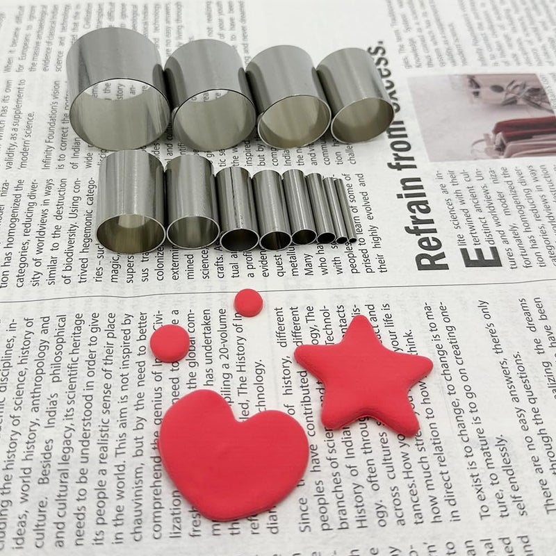 URIMPAVIDO 12PCS Stainless Steel Clay Cutter Round Circle Shape Cutter Ceramics Dotting Baking Ring Mold Cutter for Polymer Clay Pottery Handmade DIY Craft (12) - Image 3